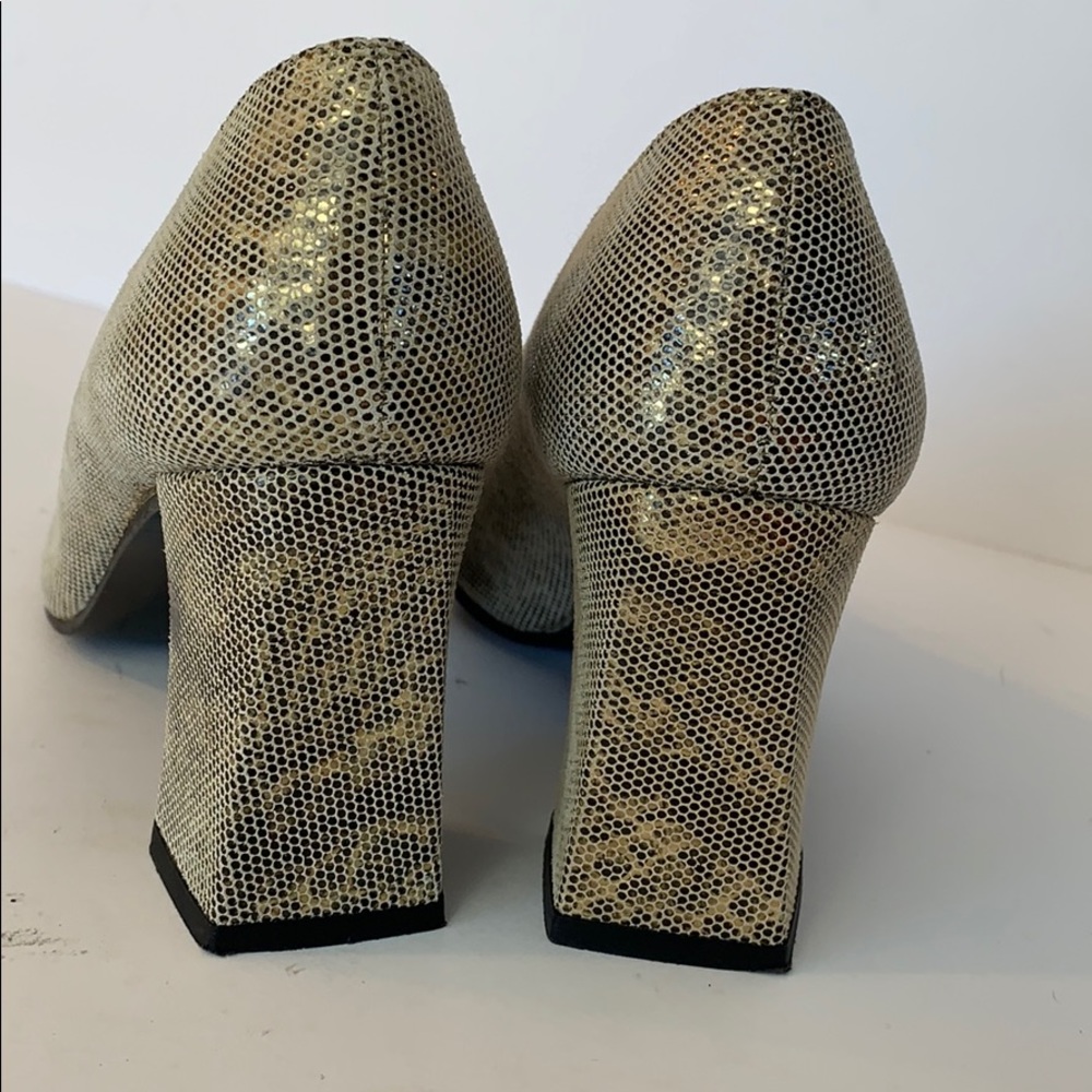 Stuart Weitzman Metallic Snake Block Heel Pump - image 6